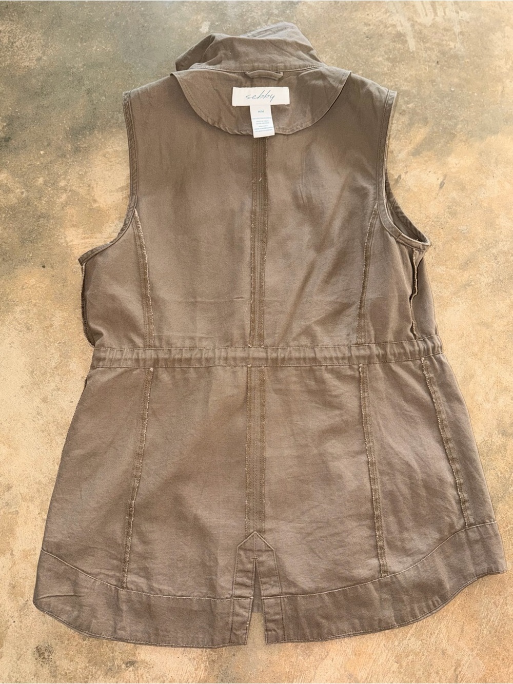 Sebby 100% Cotton Utility Cargo Vest Dark Olive Green Size M - Picture 11 of 11